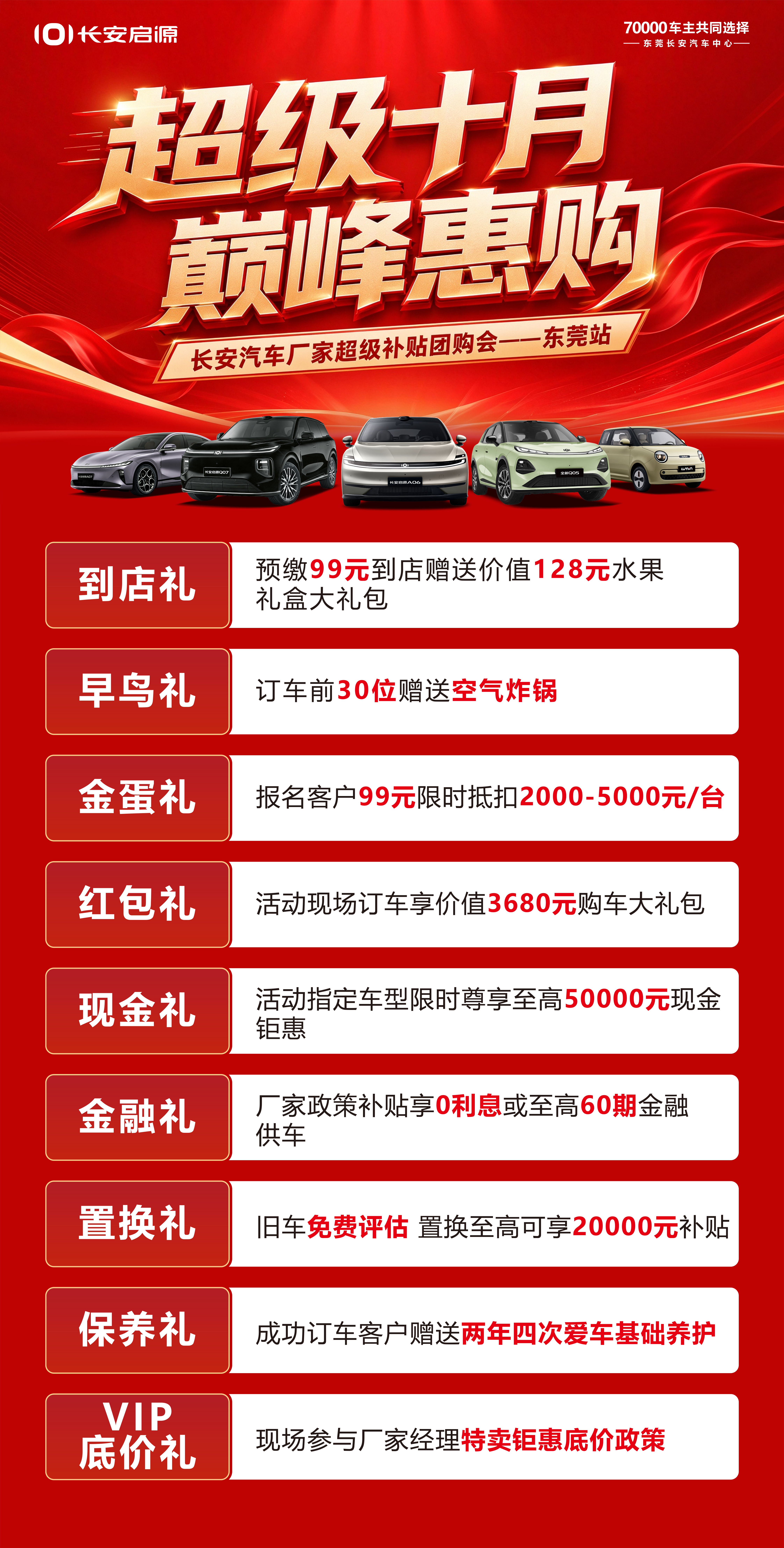 长安启源 超级十月 巅峰惠购 活动礼遇海报
